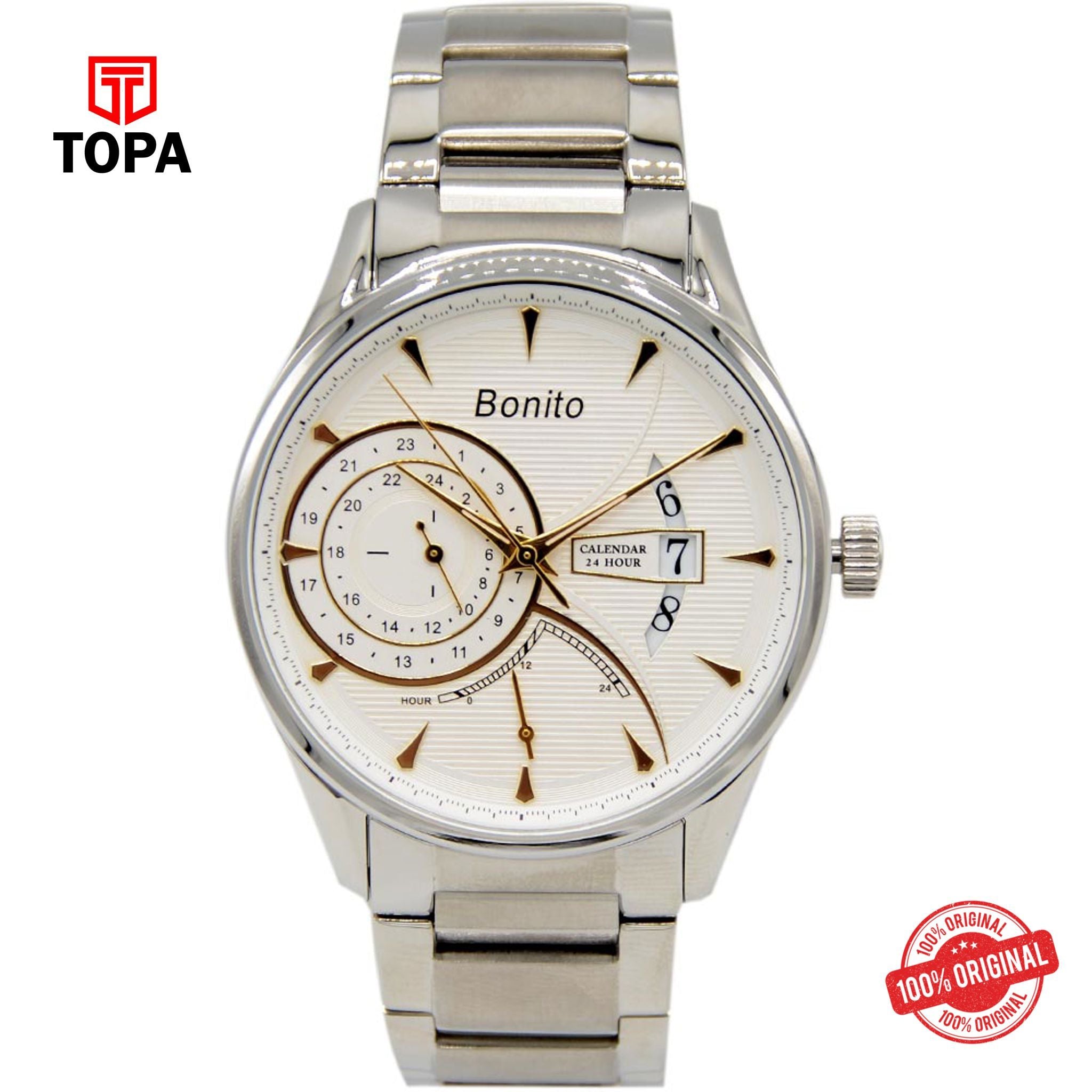 Topa Bonito-K-7010-CH-WHT-Multi-Function-Men-Watch - Product Image 1