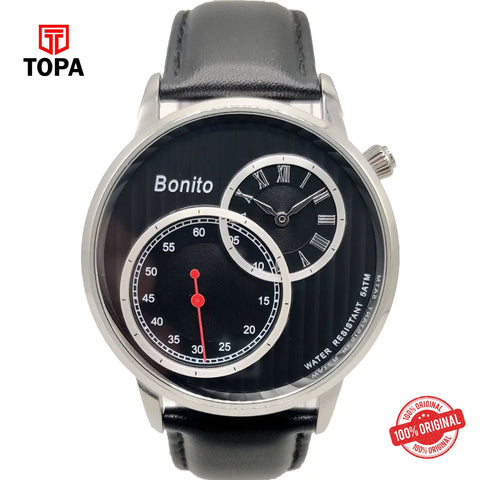 Topa Bonito-K-7011-CH-BLK-Leather-Band-Watch - Product Image 1