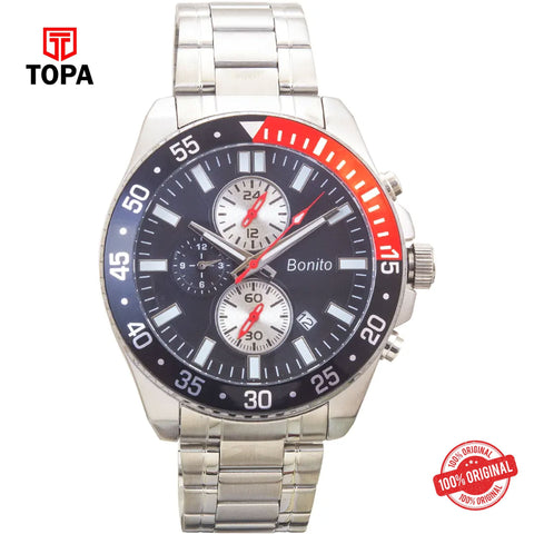 Topa Bonito-K-7015-ST-BLK-Metal-Band-Multi-Function-Men-Watch - Product Image 1
