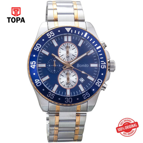 Topa Bonito-K-7015-TT-BLU-Metal-Band-Multi-Function-Men-Watch - Product Image 1