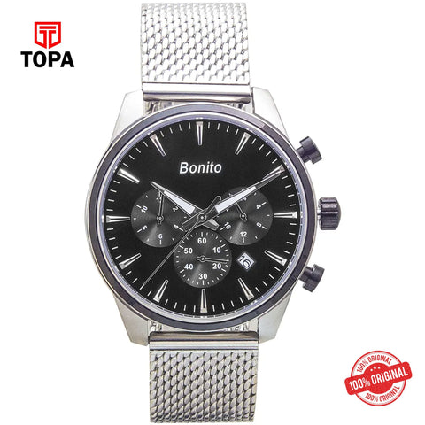 Topa Bonito-K-7016-ST-BLK-Mesh-Band-Men-Watch - Product Image 1