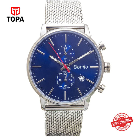 Topa Bonito-K-7017-CH-BLU-Mesh-Band-Men-Watch - Product Image 1