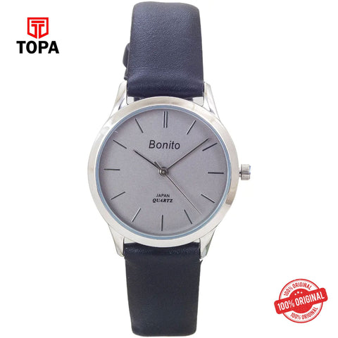Topa Bonito-Q-1019-SLR-GRY-Leather-Band-Women-Watch - Product Image 1