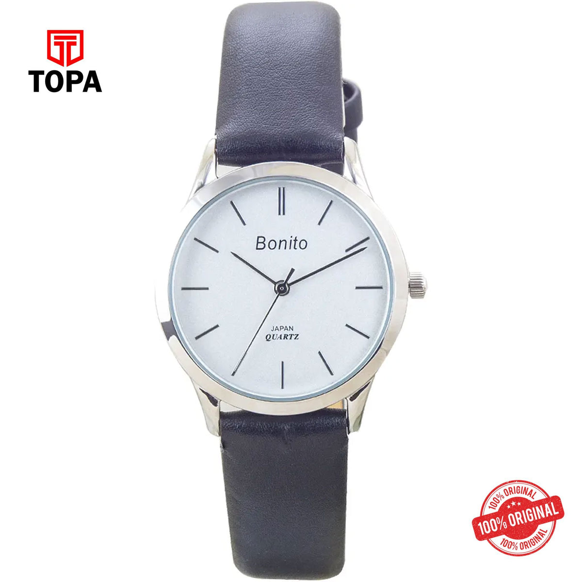 Topa Bonito-Q-1019-WHT-Leather-Band-Women-Watch - Product Image 1