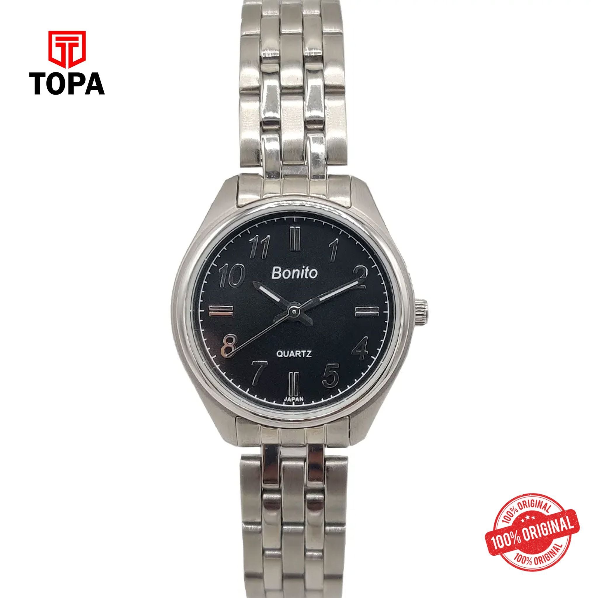 Topa Bonito-Q-1020-CH-BLK-Metal-Band-Women-Watch - Product Image 1