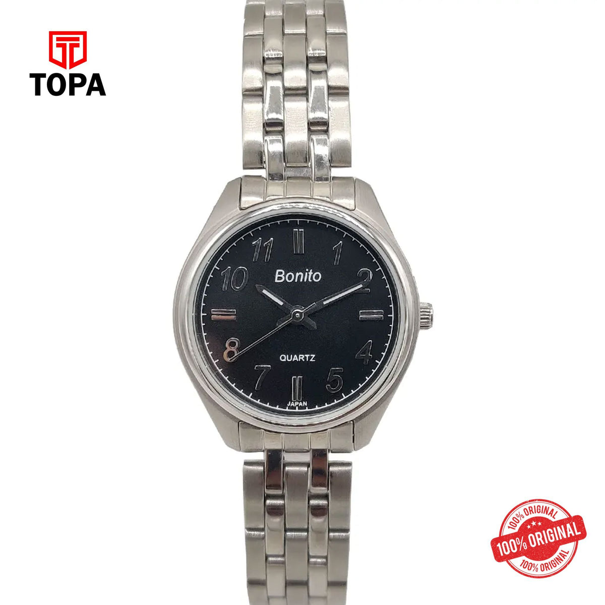 Topa Bonito-Q-1020-CH-BLK-Metal-Band-Women-Watch - Product Image 1