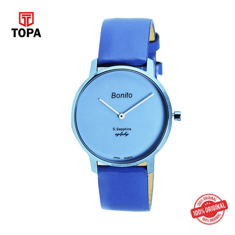 Topa Bonito-Q-1021-BLU-Leather-Strap-Ladies-Watch - Product Image 1