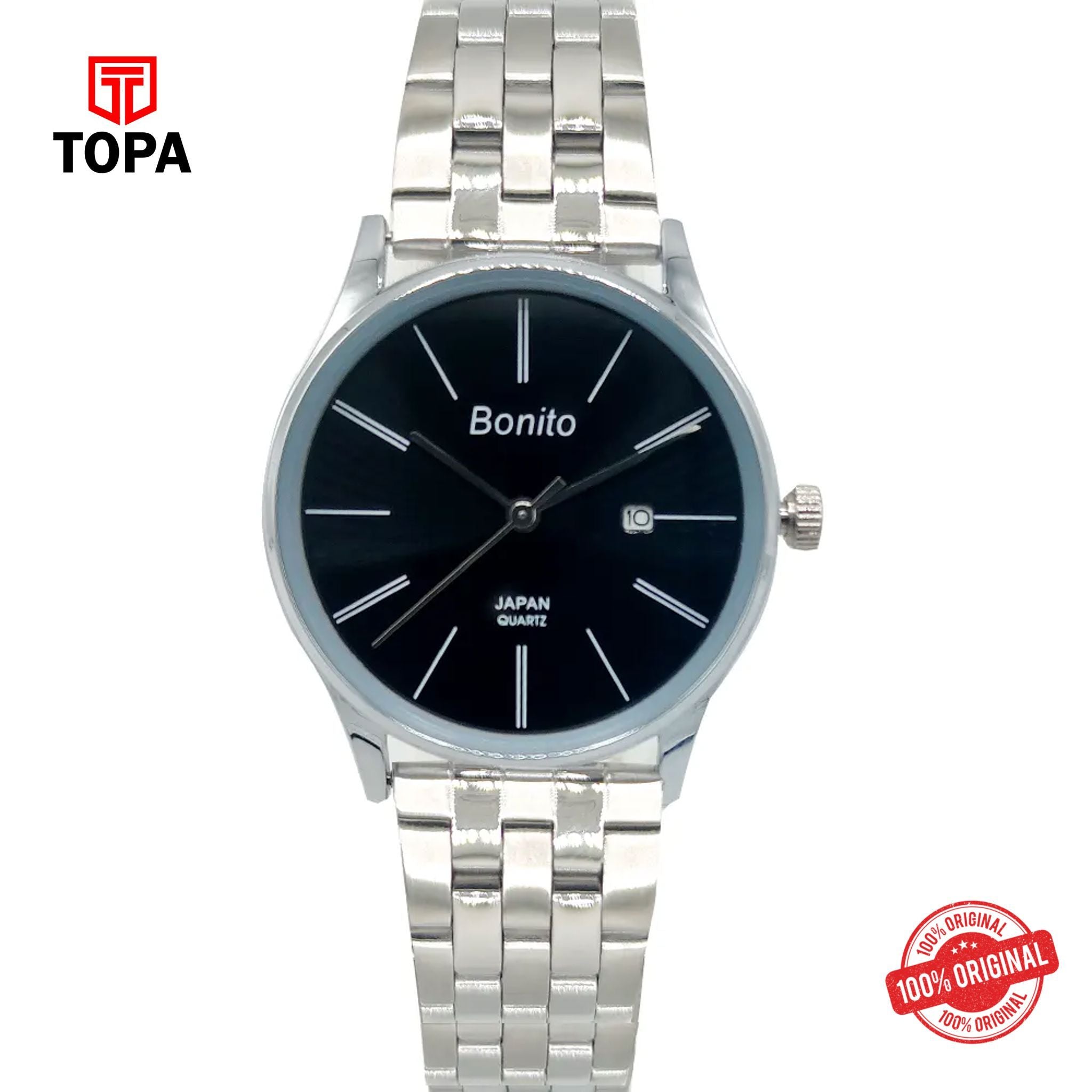 Topa Bonito-Q-1028-CH-BLK-Metal-Band-Women-Watch - Product Image 1
