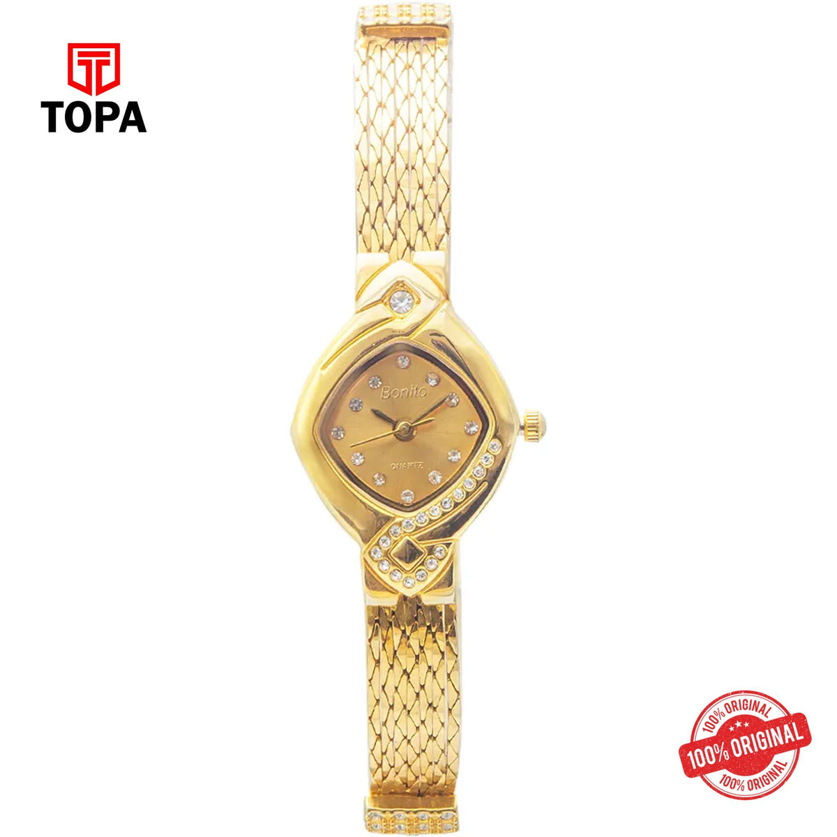 Topa Bonito-Q-1091-GLD-Metal-Band-Women-Watch - Product Image 1