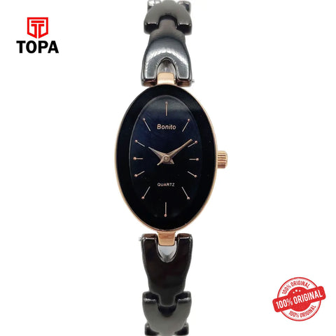 Topa Bonito-Q-2500-RG-BLK-Metal-Band-Women-Watch - Product Image 1