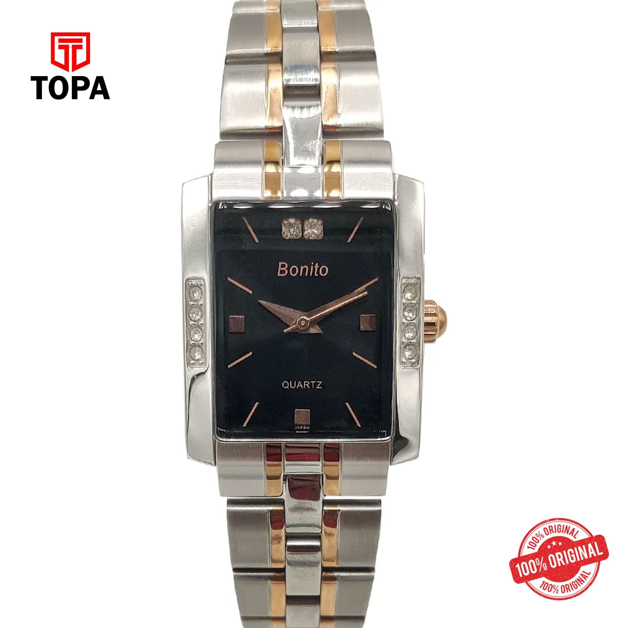 Topa Bonito-Q-2501-TTRG-BLK-Metal-Band-Women-Watch - Product Image 1