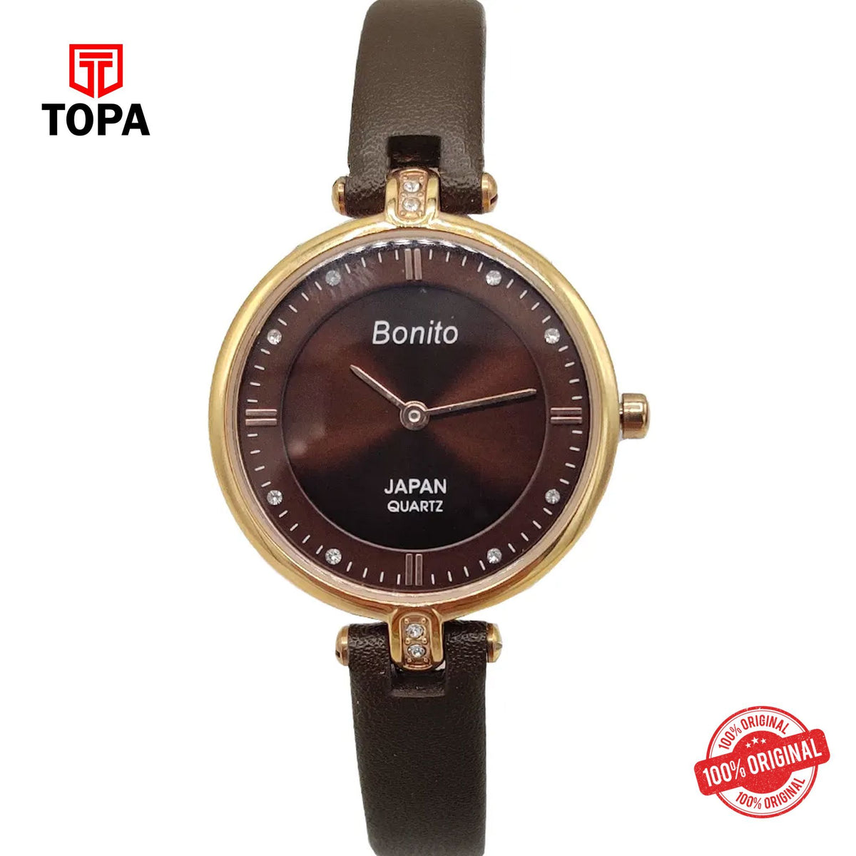 Topa Bonito-Q-2504-RS-BRW-Leather-Women-Watch - Product Image 1