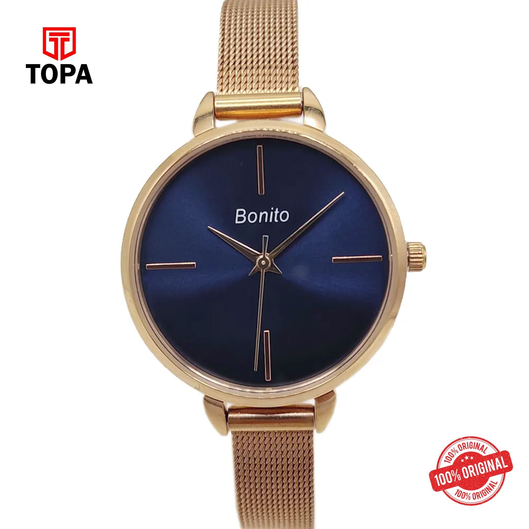 Topa Bonito-Q-2505-RS-BLU-Mesh-Band-Women-Watch - Product Image 1