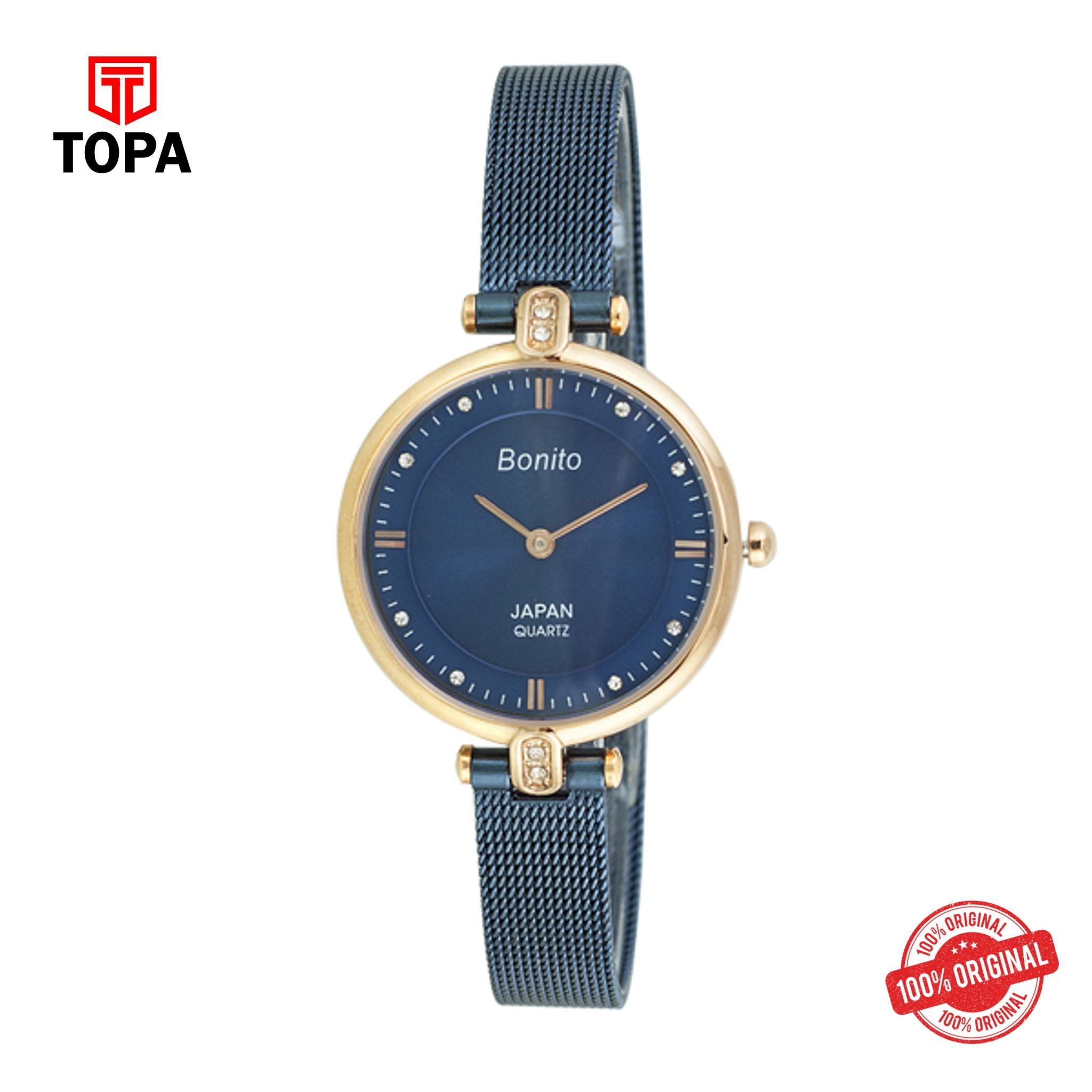 Topa Bonito-Q-2507-R-Blu-Metal-Band-Ladies-Watch - Product Image 1