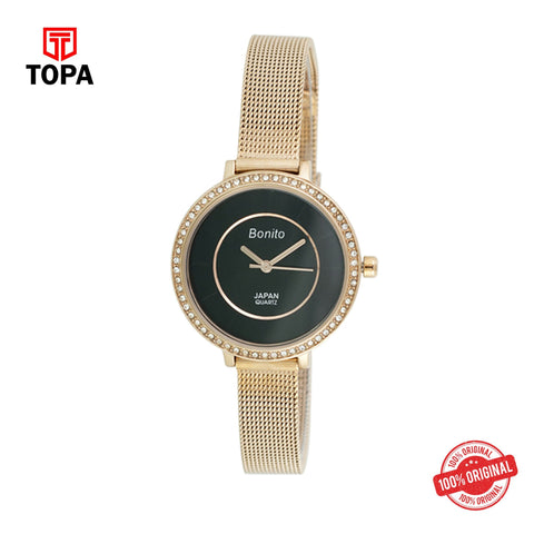 Topa Bonito-Q-2508-R-BLK-Metal-Band-Ladies-Watch - Product Image 1