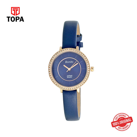 Topa Bonito-Q-2509-R-BLU-Leather-Strap-Ladies-Watch - Product Image 1