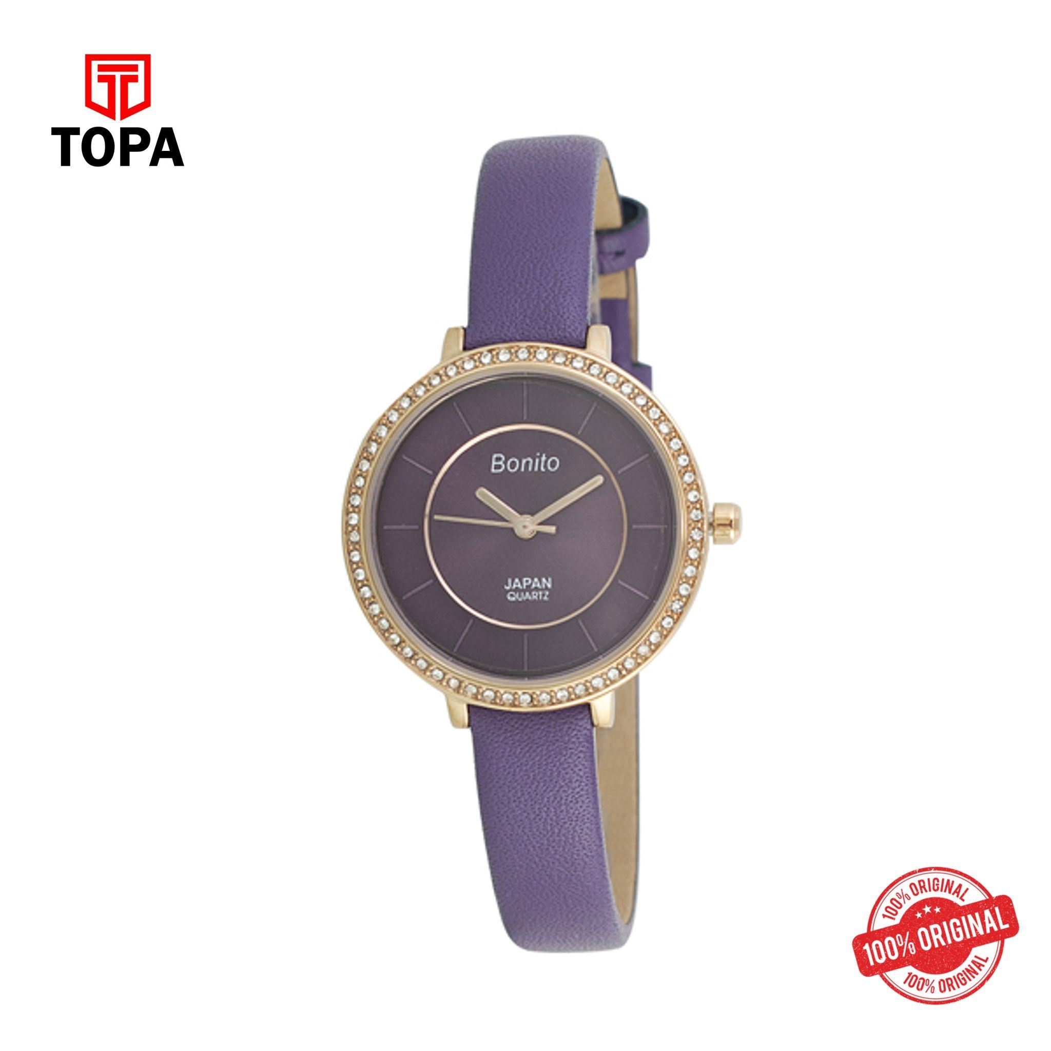 Topa Bonito-Q-2509-R-PRPL-Leather-Strap-Ladies-Watch - Product Image 1
