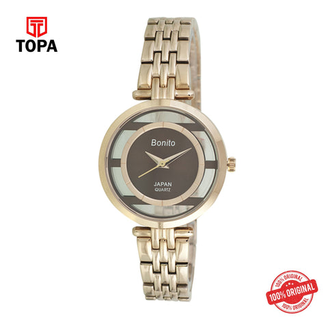 Topa Bonito-Q-2510-RG-Brown-Metal-Band-Ladies-Watch - Product Image 1