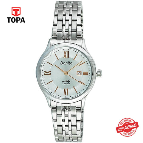 Topa Bonito-Q-2511-CH-WHT-Metal-Band-Ladies-Watch - Product Image 1