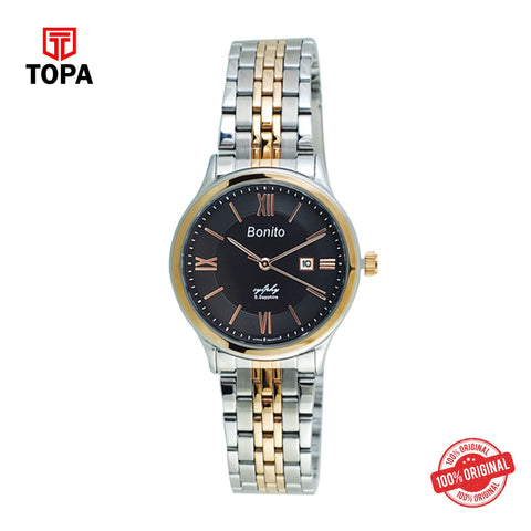 Topa Bonito-Q-2511-TT-R-Blk-Metal-Band-Ladies-Watch - Product Image 1