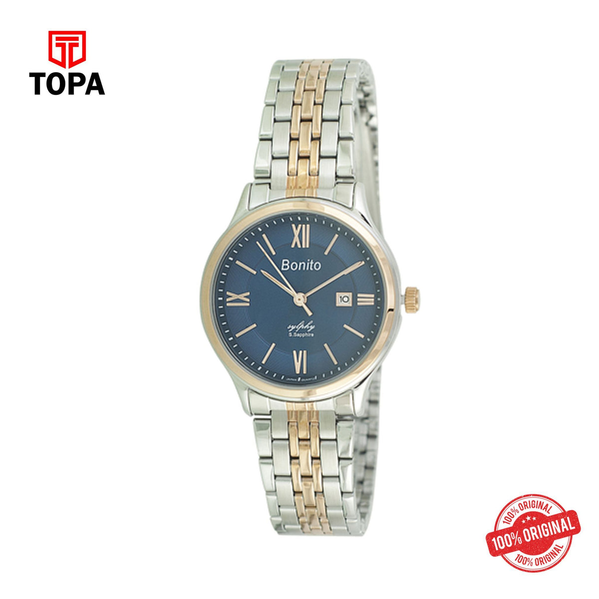 Topa Bonito-Q-2511-TT-R-Blu-Metal-Band-Ladies-Watch - Product Image 1