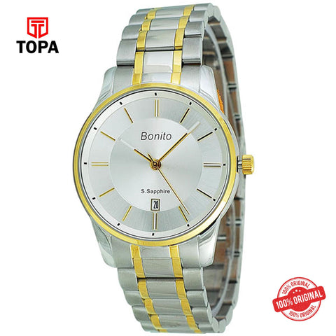Topa Bonito-k-5138-TT-G-WHT-Metal-Band-Mens-Watch - Product Image 1