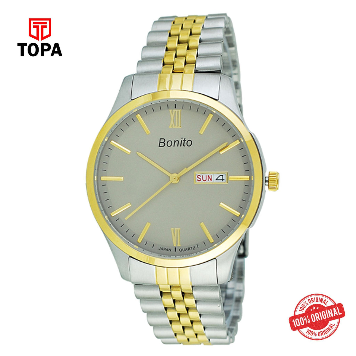 Topa Bonito-k-6003-TT-G-GRY-Metal-Band-Mens-Watch - Product Image 1