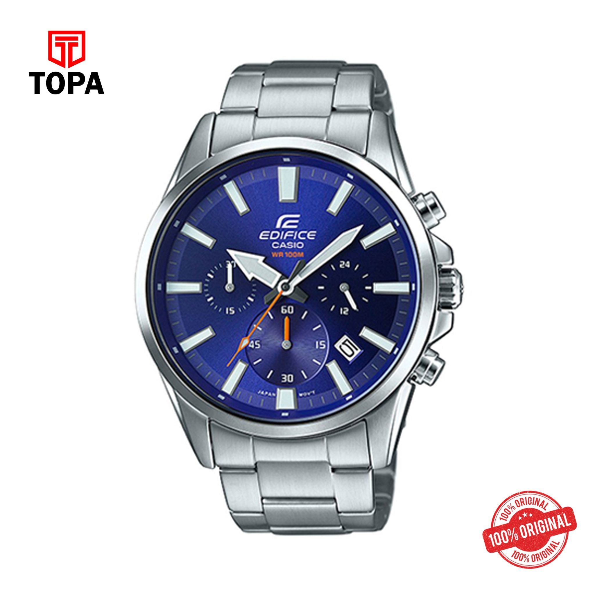 Topa Casio-Edifice-Stainless-Steel-Silver-Blue-Dial-Chronograph-M - Product Image 1