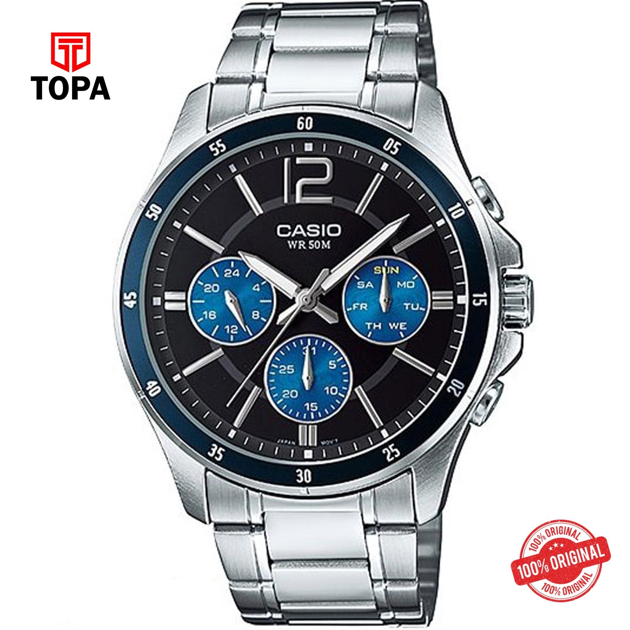 Topa Casio-MTP-1374D-2AV-Metal-Band-Mens-Watch - Product Image 1