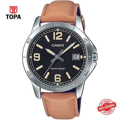 Topa Casio-MTP-V004L-1B2-Leather-Strap-Mens-Watch - Product Image 1