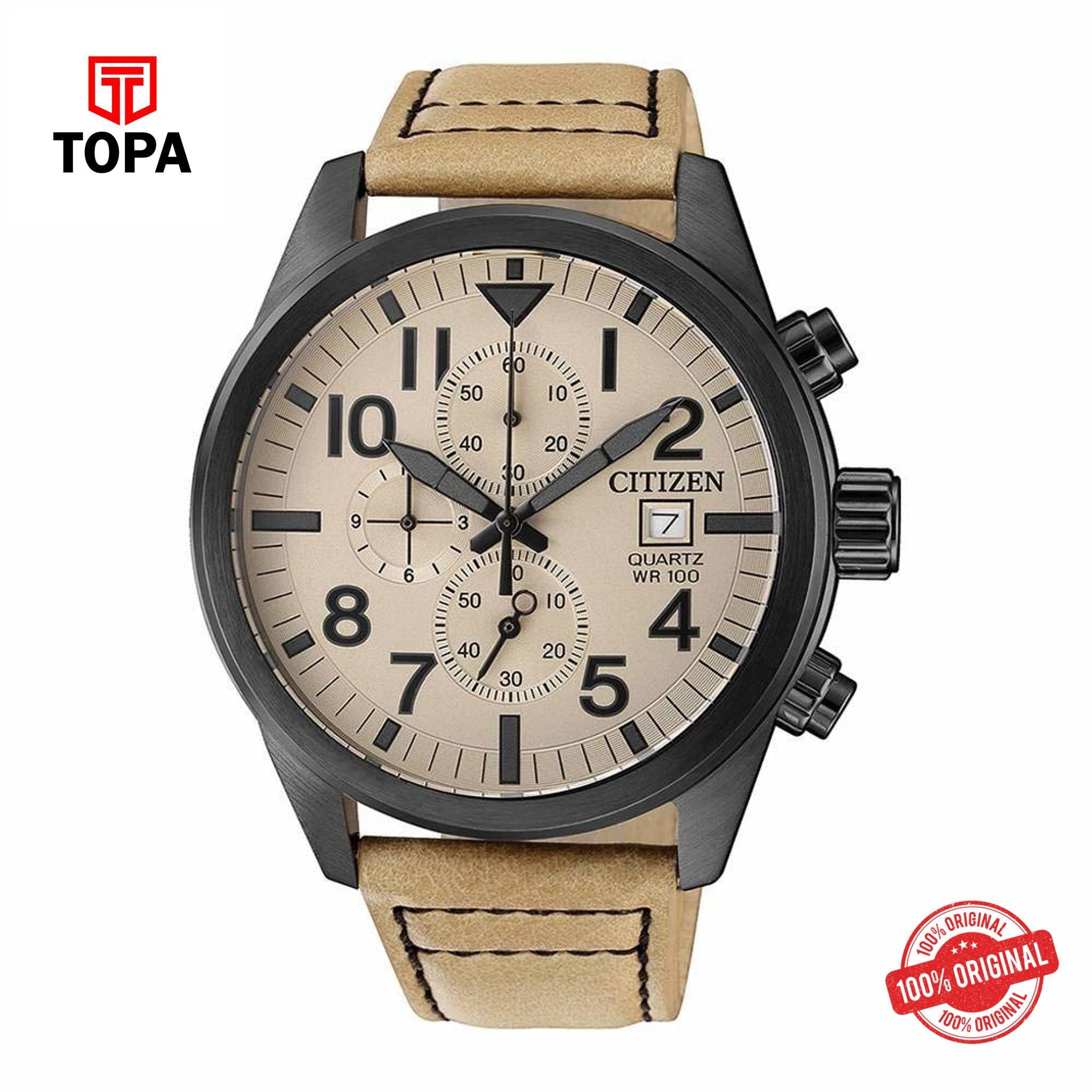 Topa Citizen-AN3625-07X-Chronograph-Leather-Strap-Mens-Watch - Product Image 1