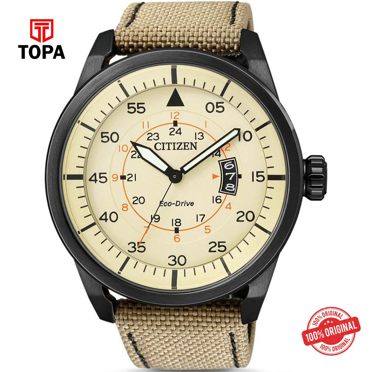 Topa Citizen-AW1365-19P-Eco-Drive-Nylon-Strap-Men-Watch - Product Image 1