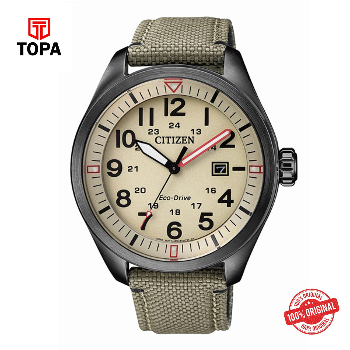 Topa Citizen-AW5005-12X-Military-Nylon-Strap-Mens-Eco-Drive-Watch - Product Image 1