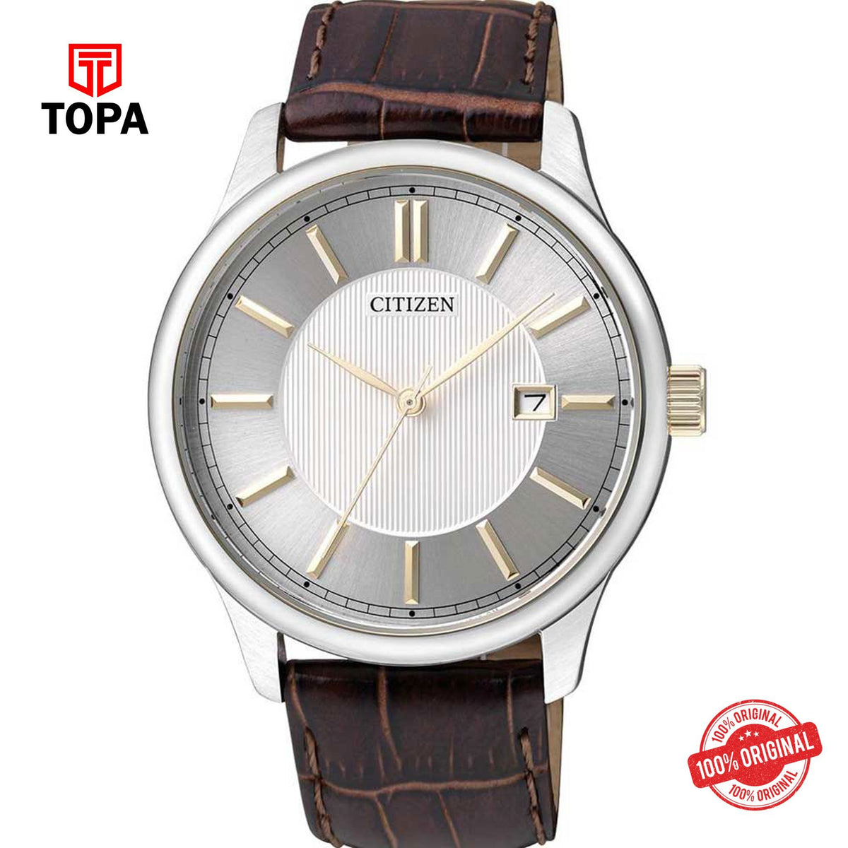 Topa Citizen-BI1054-04A-Men-Leather-Strap-Watch - Product Image 1