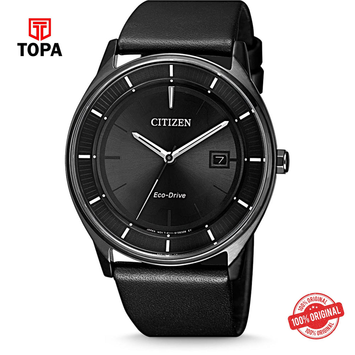 Topa Citizen-BM7405-19E-Mens-Eco-Drive-Black-Dial-Black-Strap-Wat - Product Image 1