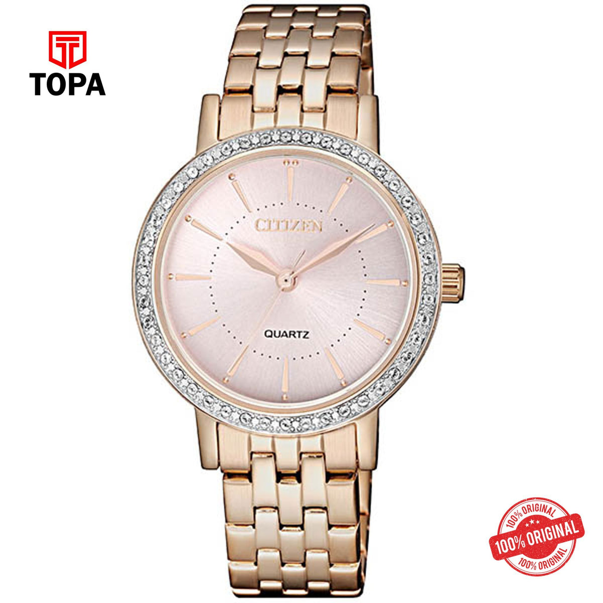 Citizen EL3043-81X pink dial quartz analog women's watch