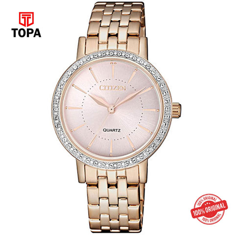 Citizen EL3043-81X pink dial quartz analog women's watch