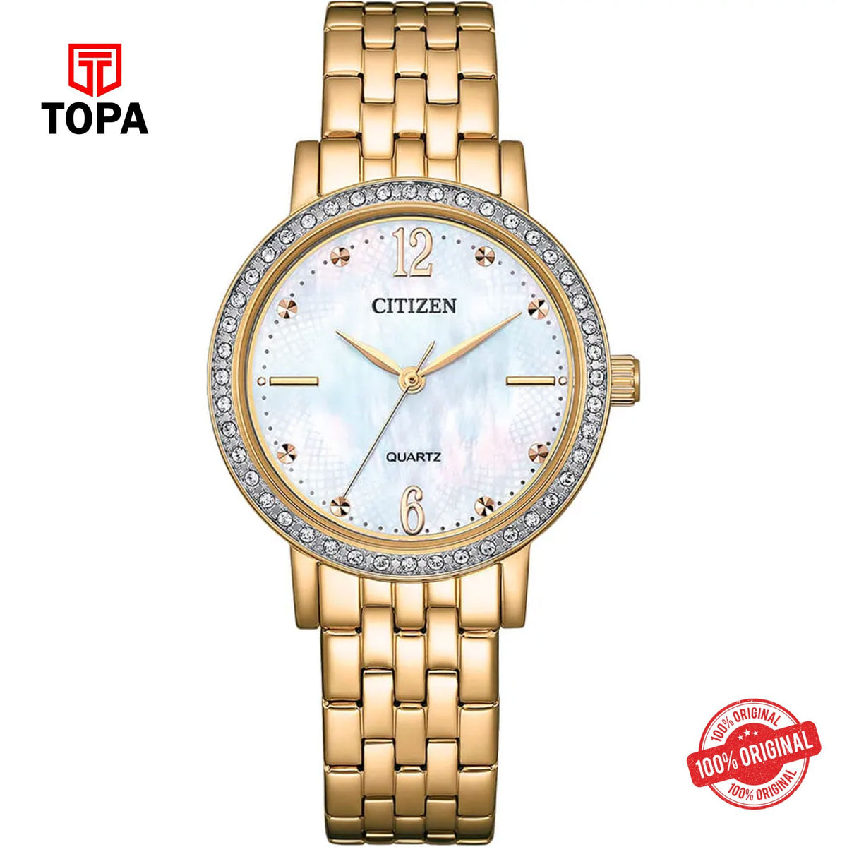 Citizen EL3103-57D white mother of pearl quartz analog women's watch
