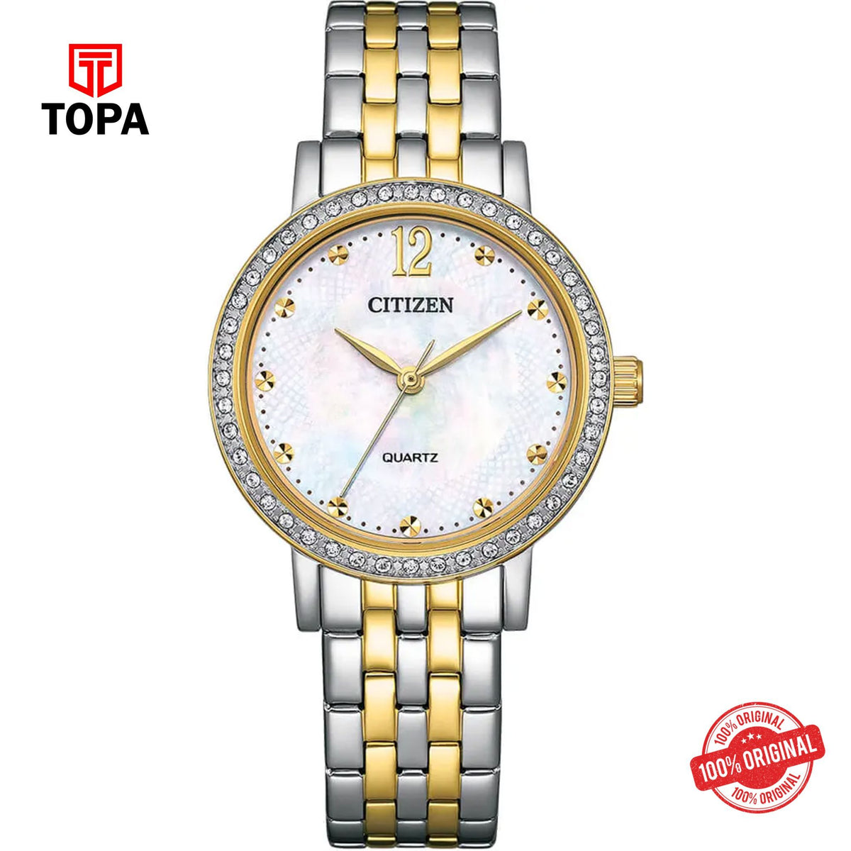 Citizen EL3104-54D white mother of pearl quartz analog women's watch