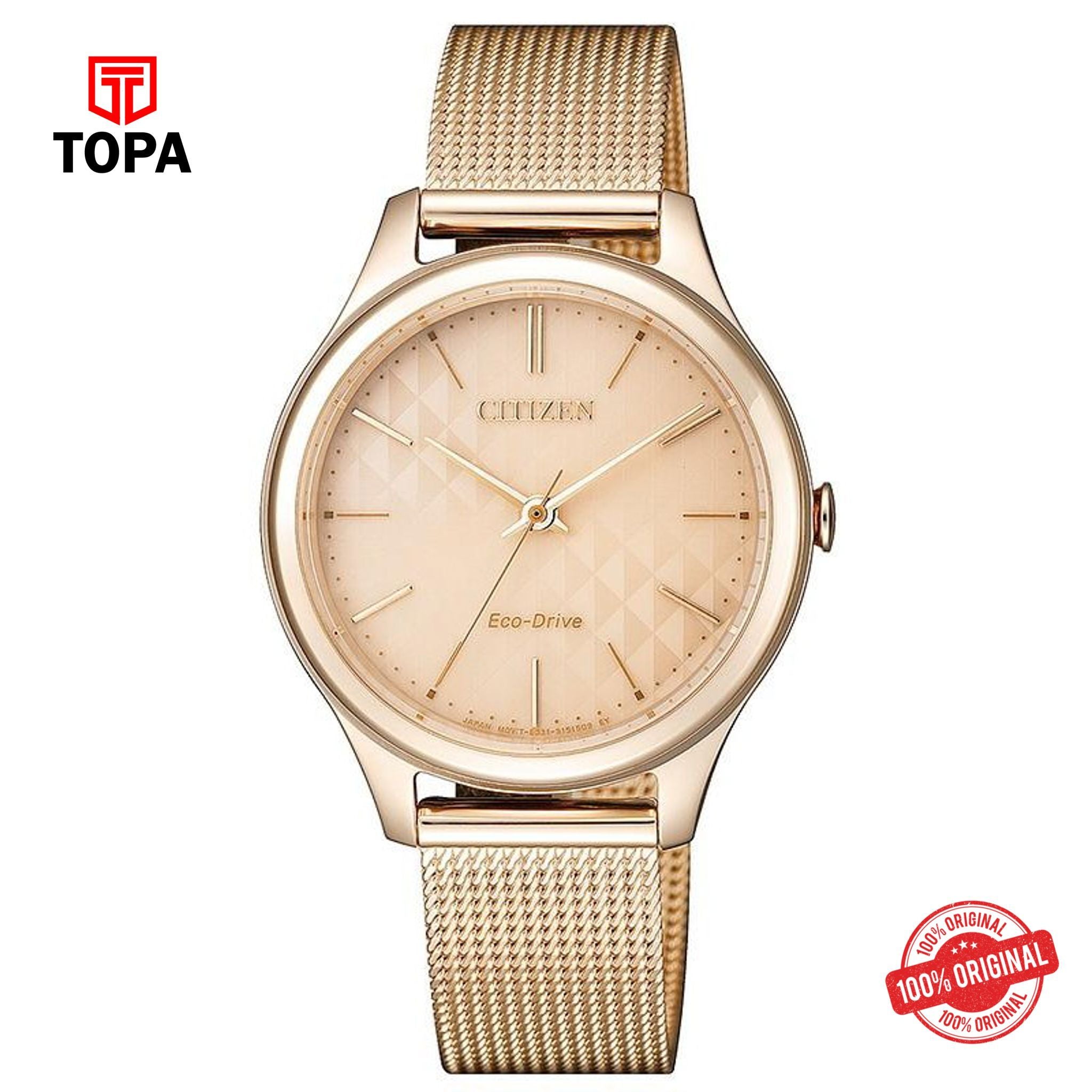 Citizen EM0503-83X pink dial eco-drive analog women's watch