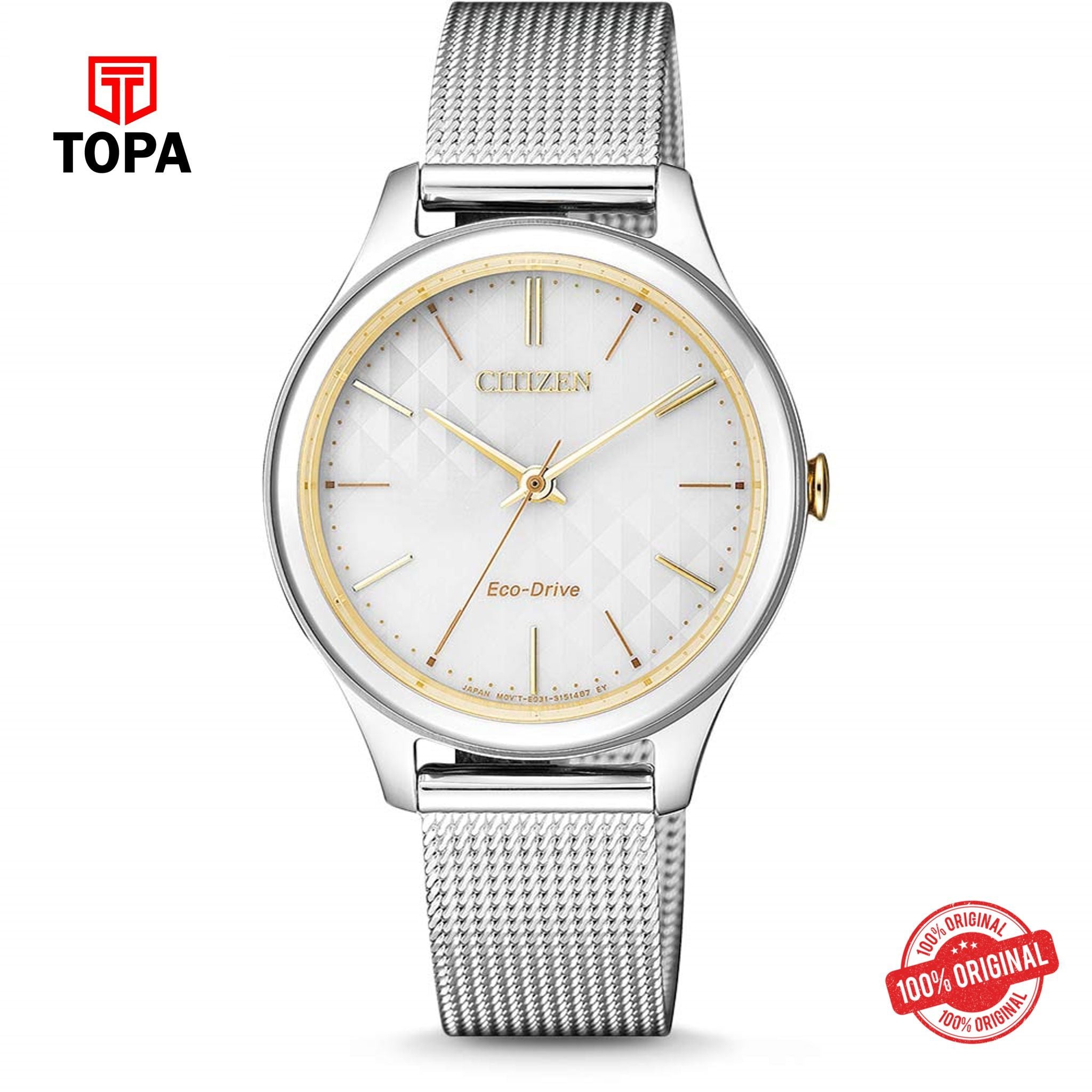 Citizen EM0504-81A white dial eco-drive analog women's watch
