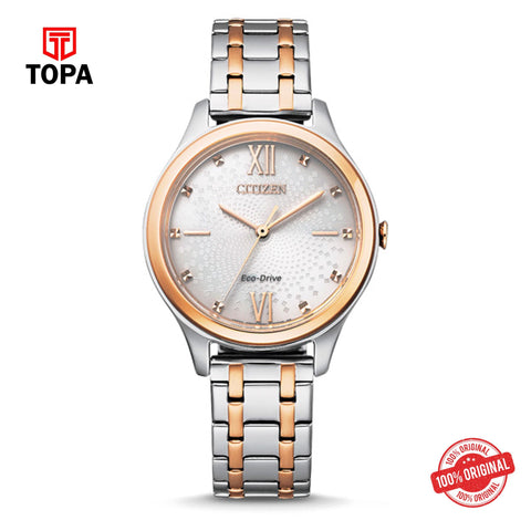 Citizen EM0506-77A ivory dial eco-drive analog women's watch