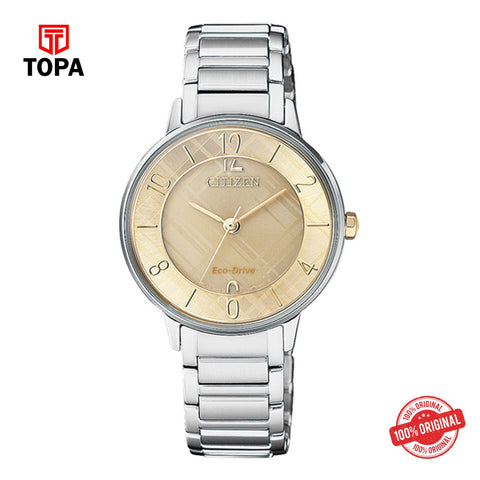 Citizen EM0526-88X gold dial eco-drive analog women's watch