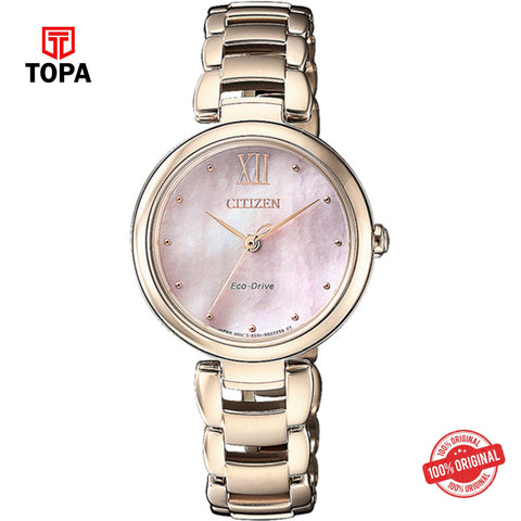 Citizen EM0533-82Y textured white eco-drive analog women's watch