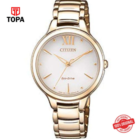 Citizen EM0553-85A white dial eco-drive analog women's watch