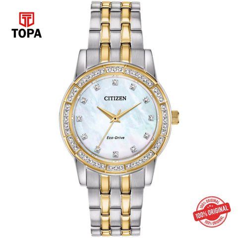 Citizen EM0774-51D mother of pearl dial eco-drive analog women's watch