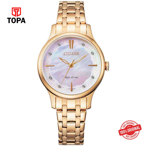 Citizen EM0893-87Y mother of pearl eco-drive analog women's watch