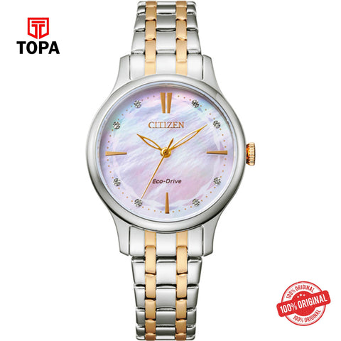 Citizen EM0896-89Y mother of pearl eco-drive analog women's watch