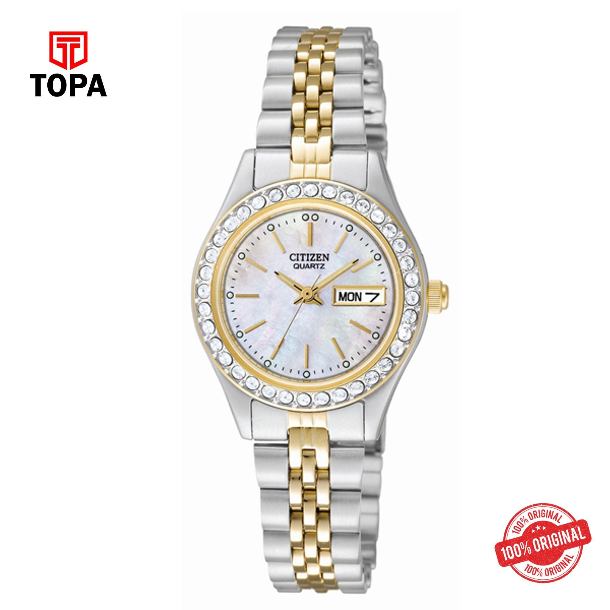 Citizen EQ0534-50D mother of pearl dial quartz analog women's watch