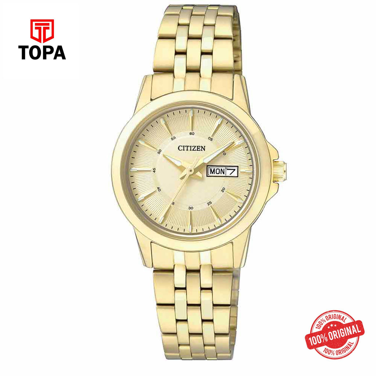 Citizen EQ0603-59P champagne dial quartz analog women's watch